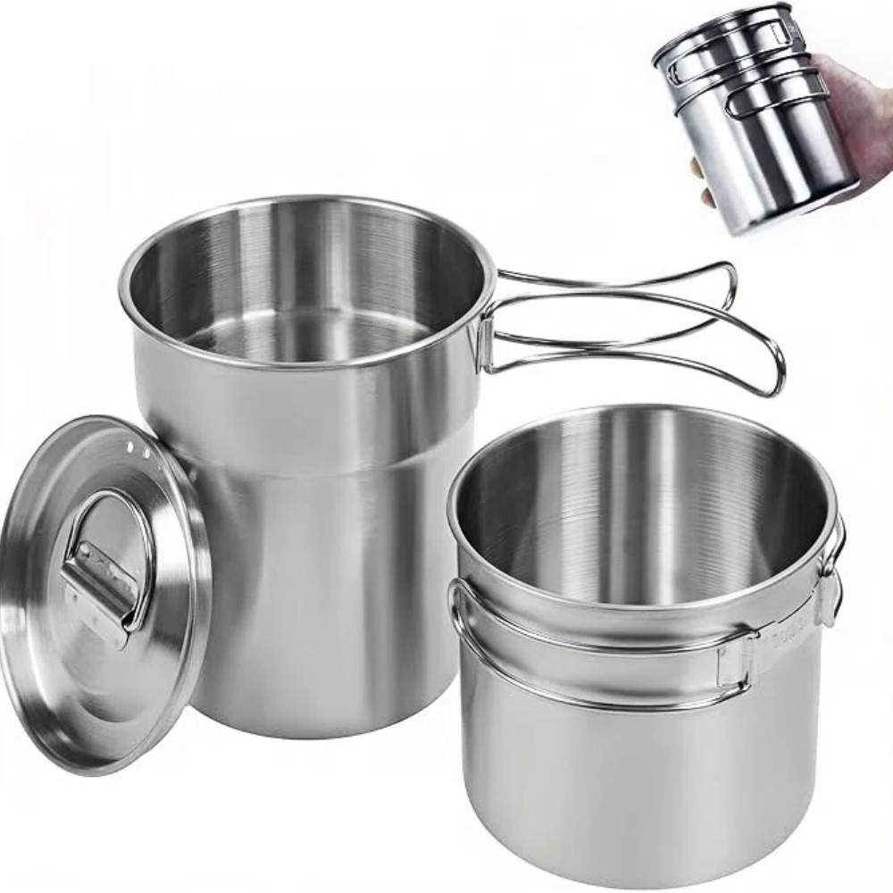 Outdoor Camping Kitchen Set - Opvouwbare campingbekers, campingpotten, kookgerei, 304-voedselveilige outdoor