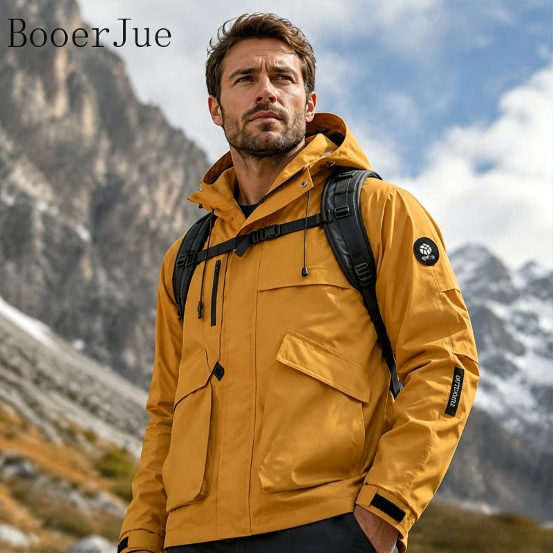 Outdoor Camping Jacket - Waterdichte heren-wandeljas, softshell, met capuchon, winddicht,