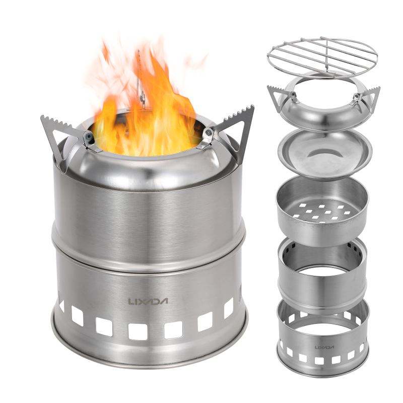 Outdoor Camping Stove Wood - Lixada Roestvrijstalen Houtkachel Camping Alcohol Kachel