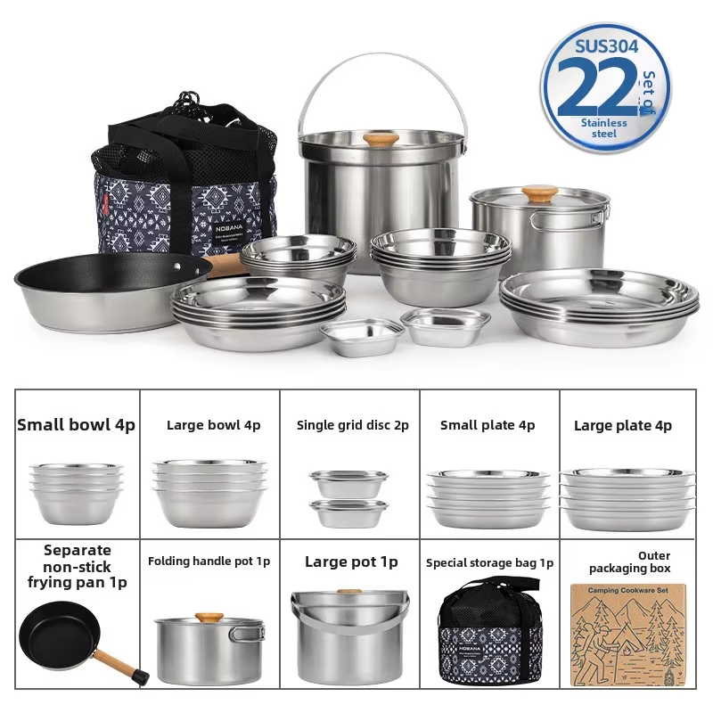 Outdoor Camping Kitchen Set - NOBANA Nieuwste Outdoor Rvs Pot Set