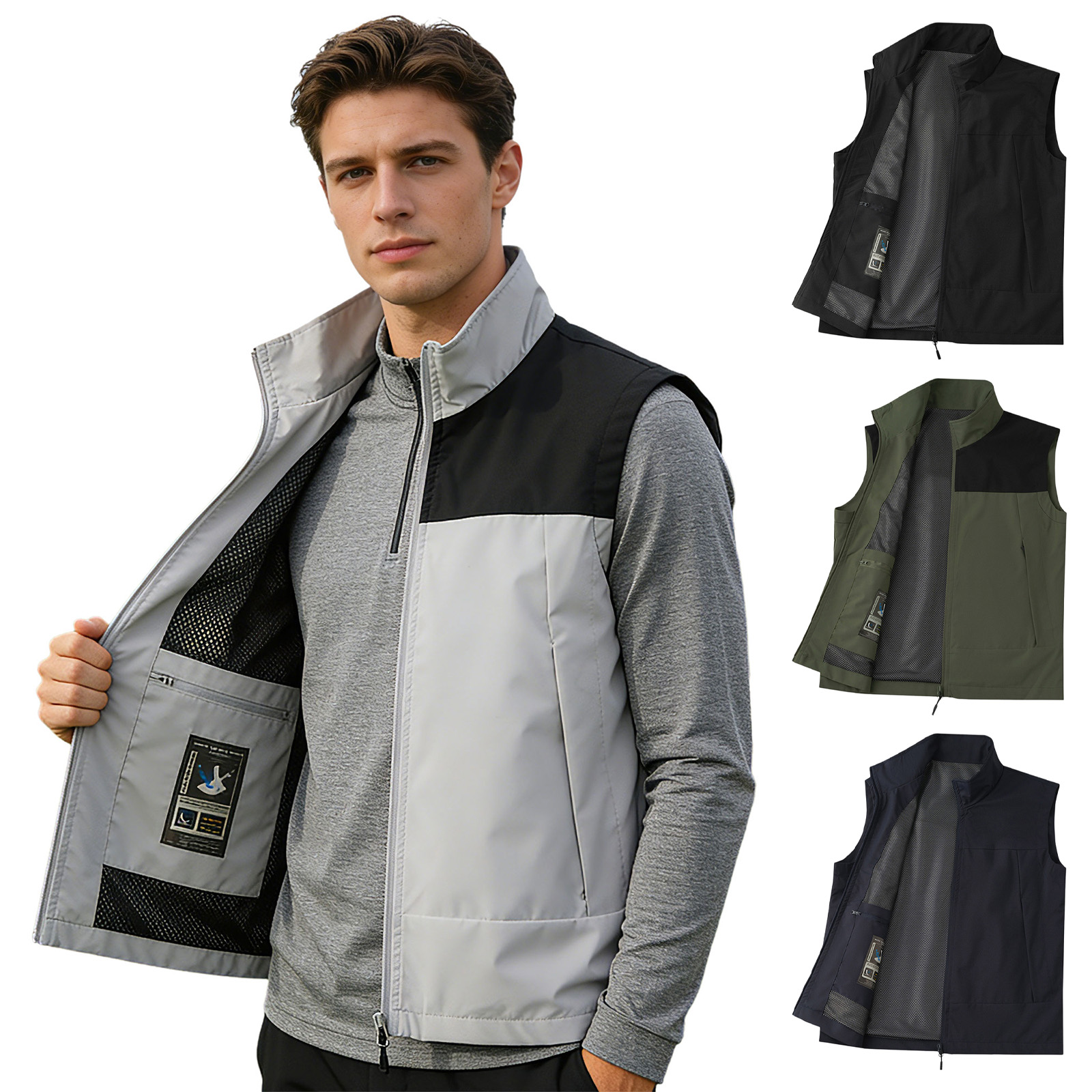 Outdoor Camping Jacket - # M-5XL Heren Golfvest met Staande
