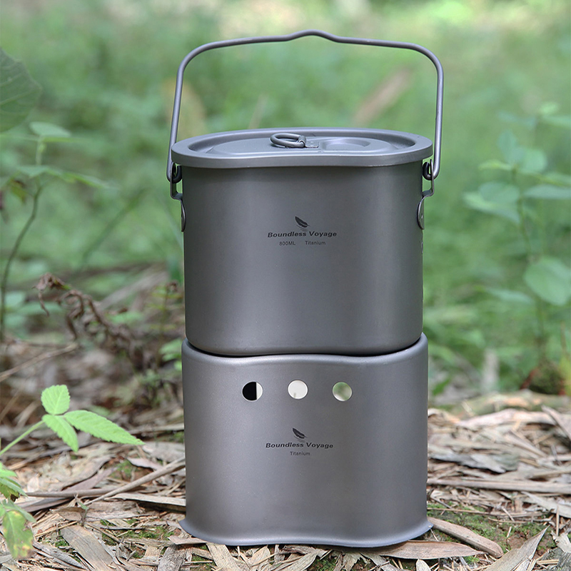 Outdoor Camping Stove Wood - Grenzeloze Reis Titanium Kookgerei Set Buiten