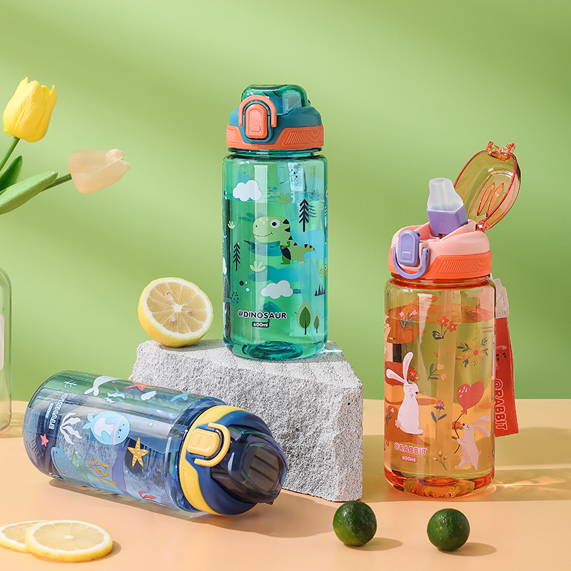 Outdoor Camping Water Jug - 600ml Cartoon Dier Waterfles Draagbare Veiligheidsslot