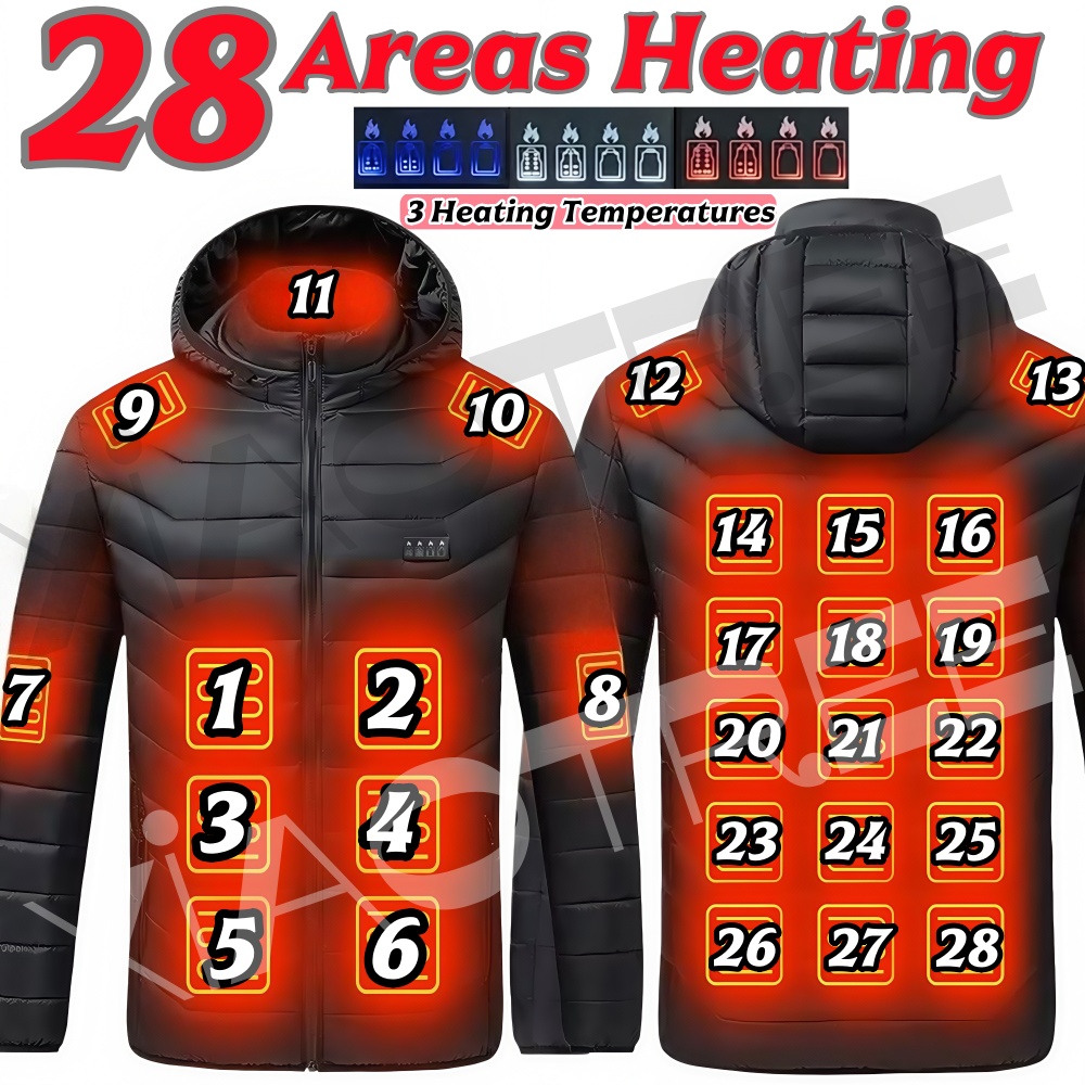 Outdoor Camping Jacket - 28-gebieden Heren Dames Verwarmingsjack Winter USB