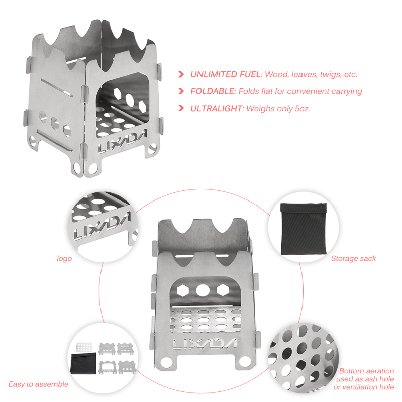 Lixada Titanium/Roestvrij Staa - Outdoor Camping Stove Wood recensie en prijs