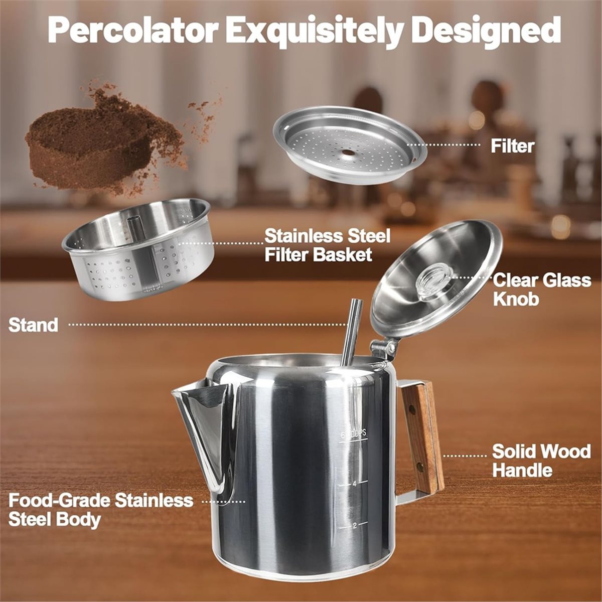 6 kopjes percolator 304 roestv - Camp Percolator Coffee recensie en prijs